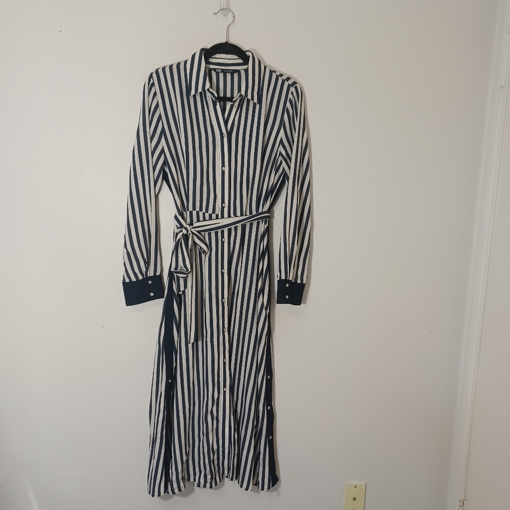 ZARA Striped Shirt Dress - Picture 3 of 10